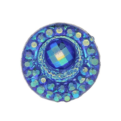 Cabochon tondo in resina 10 mm - Strass - effetto Blue AB x1