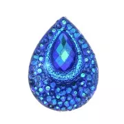 Cabochon goccia in resina 18x13 mm - Strass - effetto Blue AB x1