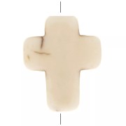 Perla croce 10x8 mm imitazione Howlite tinta - Avorio x1|raw }}