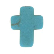 Perla croce 10x8 mm imitazione Howlite tinta - Turchese x1|raw }}