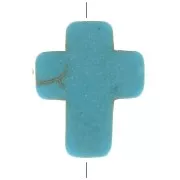 Perla croce 10x8 mm imitazione Howlite tinta - Turchese x1