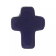 Perla croce 10x8 mm imitazione Howlite tinta - Blu scuro x1