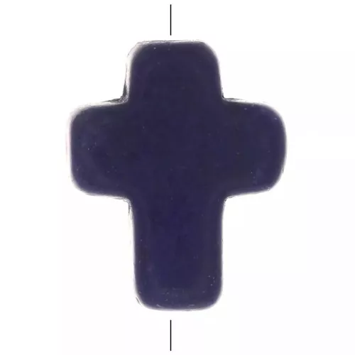 Perla croce 10x8 mm imitazione Howlite tinta - Blu scuro x1