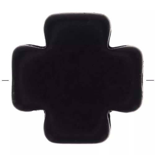 Perla croce greca 15 mm imitazione Howlite tinta - Nero x1
