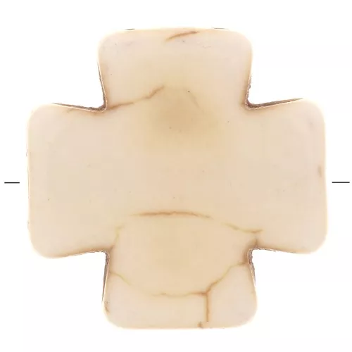 Perla croce greca 15 mm imitazione Howlite tinta - Avorio x1