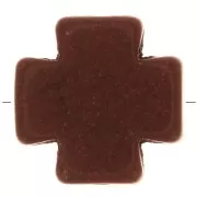 Perla croce greca 15 mm imitazione Howlite tinta - Marrone x1