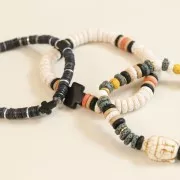 Perla croce greca 15 mm imitazione Howlite tinta - Marrone x1