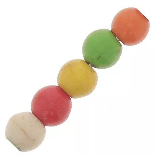 Perle tonde 8 mm imitazione Howlite - Multicolore x36cm