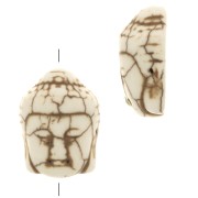 Perla testa di budda 20x14.5 mm imitazione Howlite tinta -Avorio x1