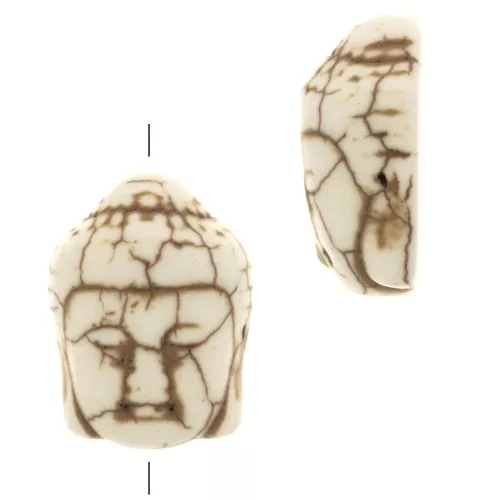 Perla testa di budda 20x14.5 mm imitazione Howlite tinta -Avorio x1