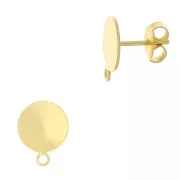 Chiodi di orecchie disco 10 mm con anello - Dorato con oro fino x20