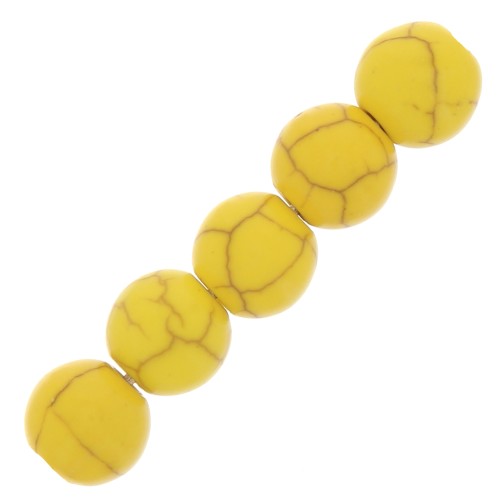 Perle tonde 6 mm Howlite tinta- Giallo x20
