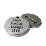 Ciondolo L love/lucky/laught/life mm. 15 Placcatura argento antico x1|raw }}