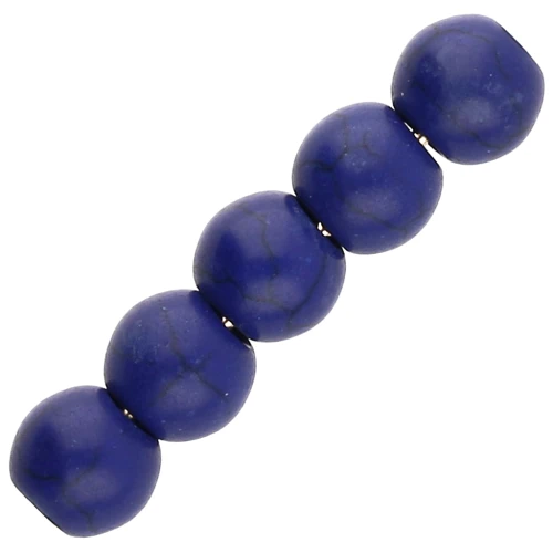 Perle tonde 6 mm Howlite tinta- Blu scuro x20