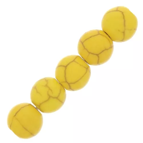 Perle tonde 8 mm Howlite tinta - Giallo x10