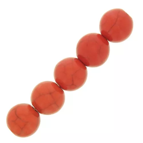 Perle tonde 8 mm Howlite tinta - Arancione x10