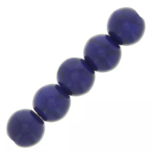 Perle tonde 8 mm Howlite tinta - Blu scuro x10