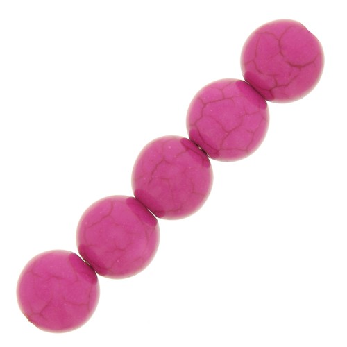 Perle tonde 10 mm Howlite tinta - Fucsia x10