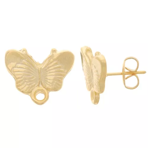 Orecchini a farfalla mm. 16 dorato con oro fino x2