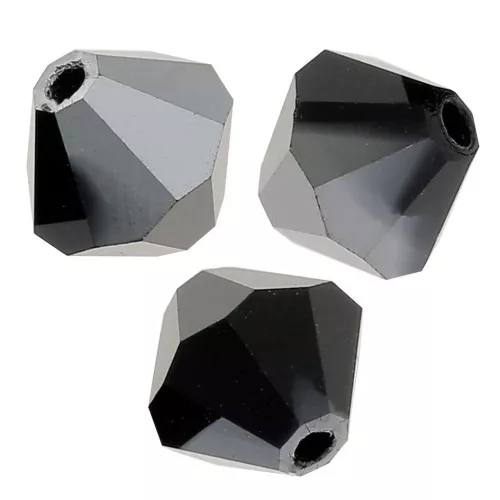 Biconi Preciosa 3 mm - MC Bead Rondell - Jet Hematite Half x30