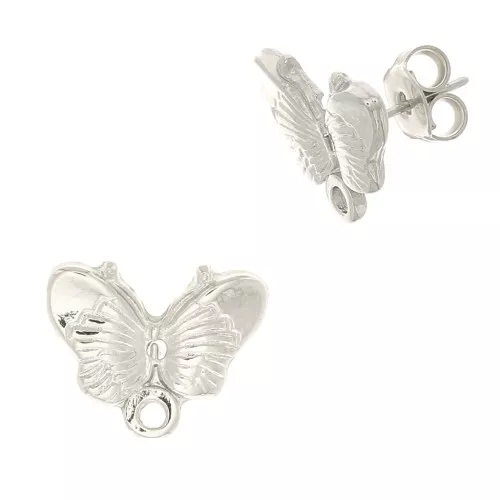 Orecchini a farfalla mm. 16 Rodiato x2
