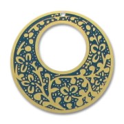 Pendente smaltato zen mm. 38 Dark Green Turquoise/Gold tone x1