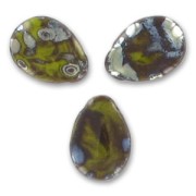 Gocce piatta mm. 12x16 Opaque Olivine Picasso x6|raw }}