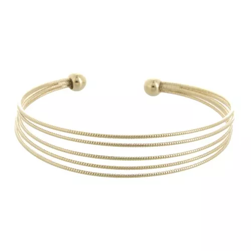 Biacciale giunco 5 fili testurizzati11.5x160 mm - Placcato oro 3 micron x1