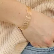 Biacciale giunco 5 fili testurizzati11.5x160 mm - Placcato oro 3 micron x1