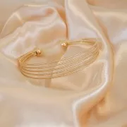 Biacciale giunco 5 fili testurizzati11.5x160 mm - Placcato oro 3 micron x1