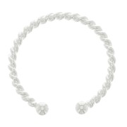 Anello sottile intrecciato regolabile con 2 palline - Argentato x1|raw }}