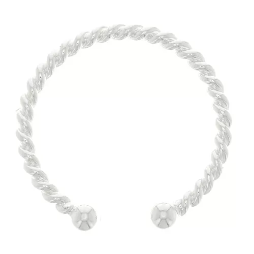 Anello sottile intrecciato regolabile con 2 palline - Argentato x1