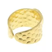 Anello martellato regolabile per cabochon 10x8 mm - Dorato con oro fino x1