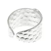 Anello martellato regolabile per cabochon 10x8 mm - Argentato x1