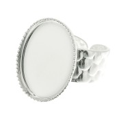 Anello martellato regolabile per cabochon 18x13 mm - Argentato x1|raw }}