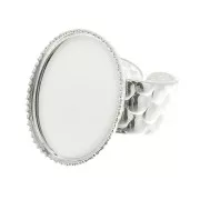 Anello martellato regolabile per cabochon 18x13 mm - Argentato x1