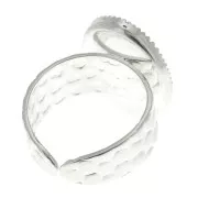 Anello martellato regolabile per cabochon 18x13 mm - Argentato x1