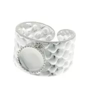 Anello martellato regolabile per cabochon 8 mm - Argentato x1