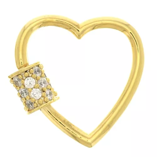 Chiusura cuore svitabile con Ossido di zirconio 20x21 mm - Dorato - Crystal x1