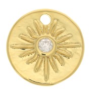 Ciondolo tondo con stella del Nord e Ossido di zirconio 10 mm - Dorato - Cristallo x1