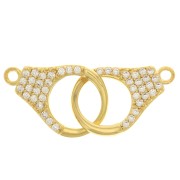 Distanziatore manette con zirconi 32x12 mm - Dorato- Cristallo x1