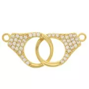 Distanziatore manette con zirconi 32x12 mm - Dorato- Cristallo x1