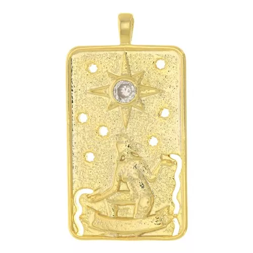 Pendente carta dei tarocchi - La stella- con Ossido di zirconio 34x18 mm Dorato Cristallo x1