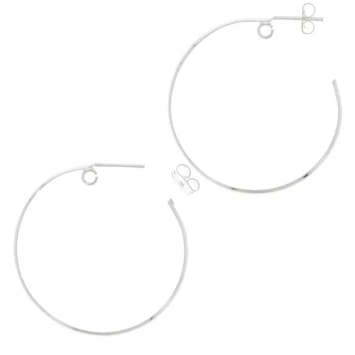 Orecchini cerchio filo mezzo-gionco con anello aperto - 43 mm Argentato x2