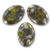 Olive piatte mm. 20x14 Opaque Olivine Picasso x5|raw }}