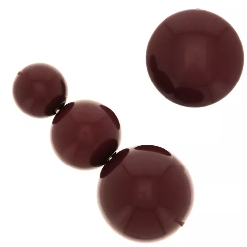 Assortimento di 26 perle tonde 8-10-14 mm e 2 cabochon in resina - Feccia di vino