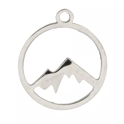 Ciondolo tondo scavato montagna 15 mm - Acciaio inossidabile 316L x1