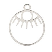 Ciondolo tondo scavato occhio 17x14 mm - Acciaio inossidabile x1