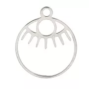 Ciondolo tondo scavato occhio 17x14 mm - Acciaio inossidabile x1