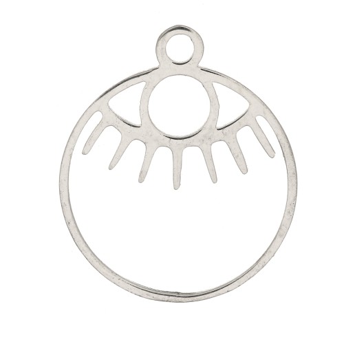 Ciondolo tondo scavato occhio 17x14 mm - Acciaio inossidabile x1